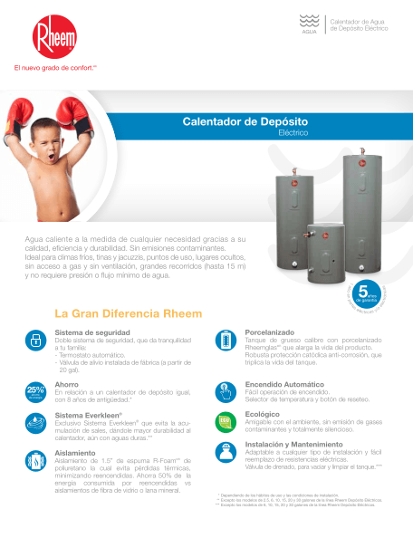 Catálogo Rheem especificaciones